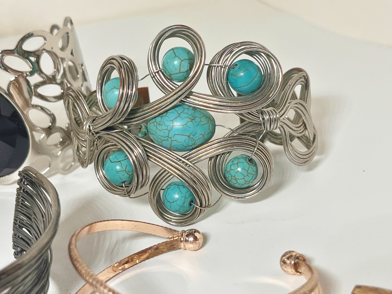 Women’s Mixed Most Metal Cuff Style Bracelets Lot of 11 Various Colors & Widths