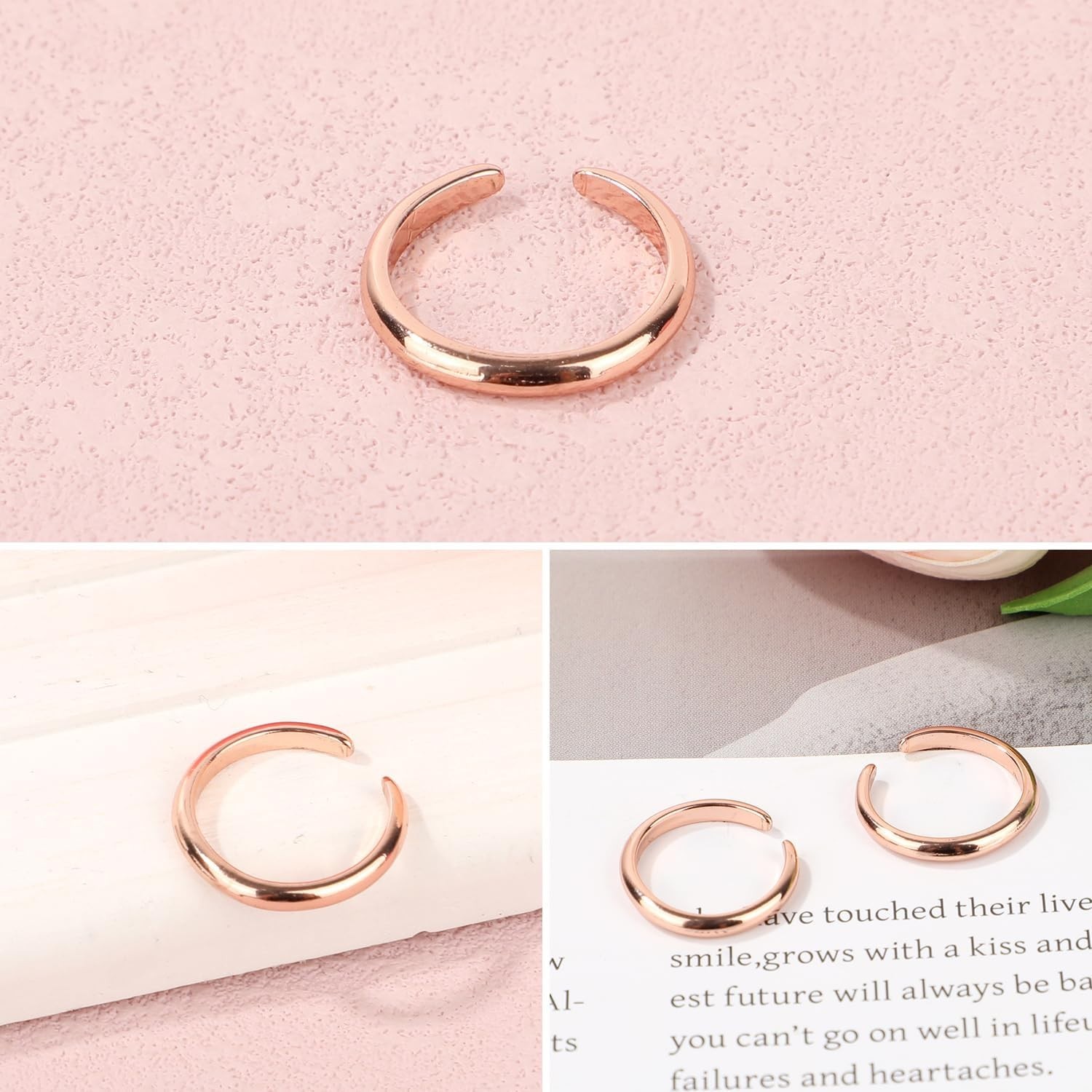 Chic 2 Pcs Open Band Toe Rings – Adjustable Rose Gold Jewelry for Summer