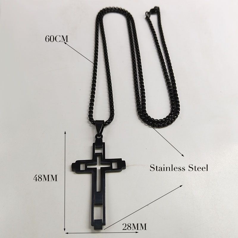 Men Chain Necklace Cross Pendants Choker Gothic Necklaces Stainless Steel 1Pcs