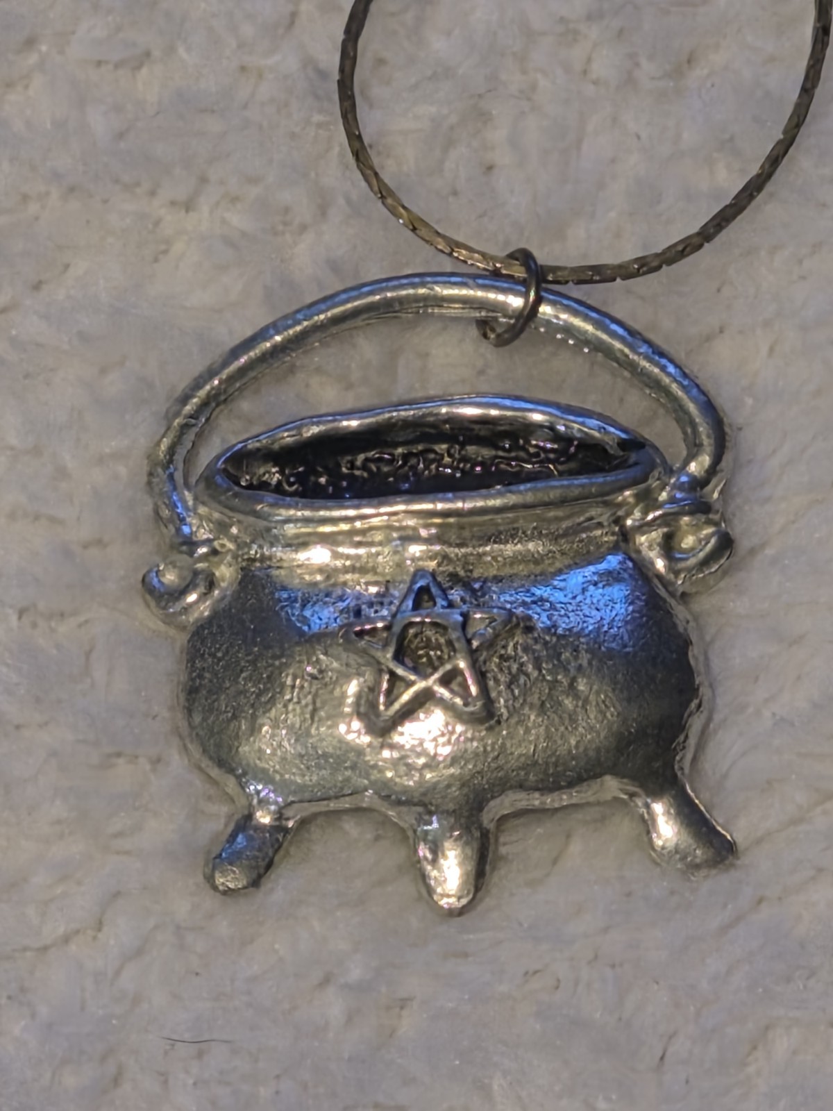 Abby Willowroot Pewter Pentacle Cauldron Necklace