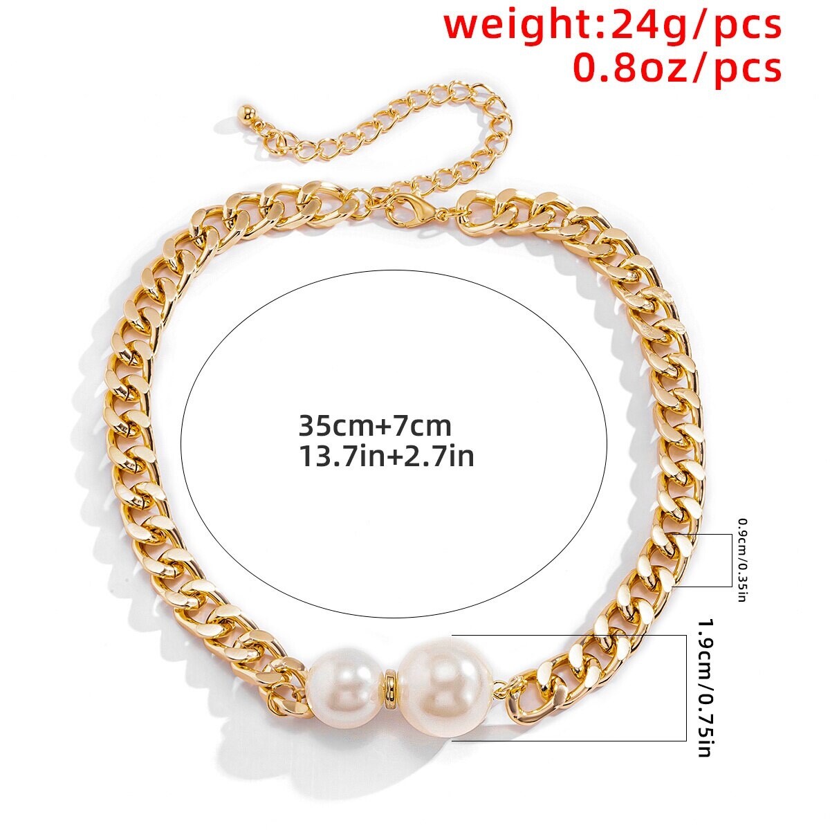 Women’s Fashion Jewelry Gold Pearl Thick Choker Chain Necklace 1-159