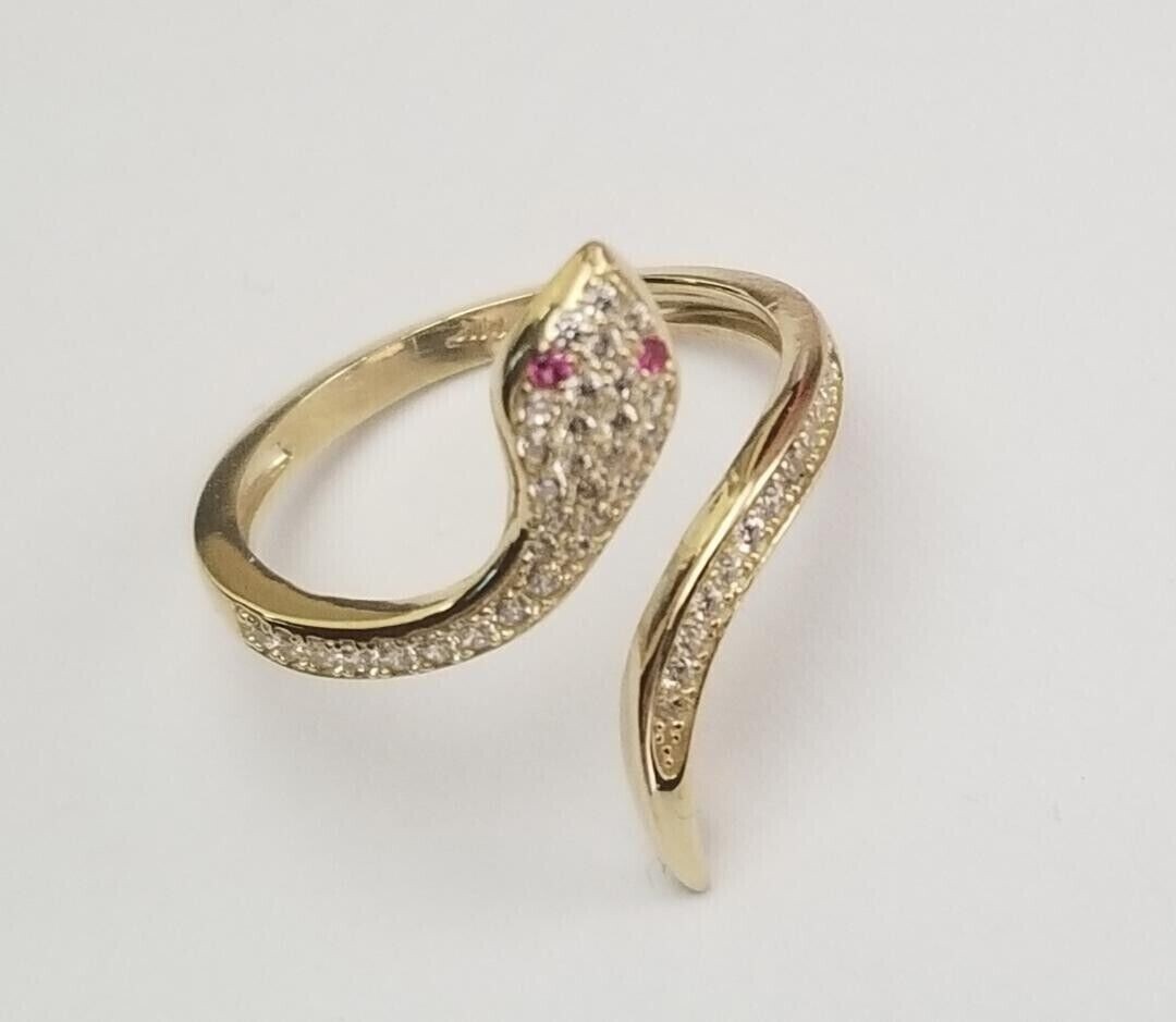 1.20 Ct Round Cut Simulated Diamond Women’s Snake Ring 14K Yellow Gold Plated
