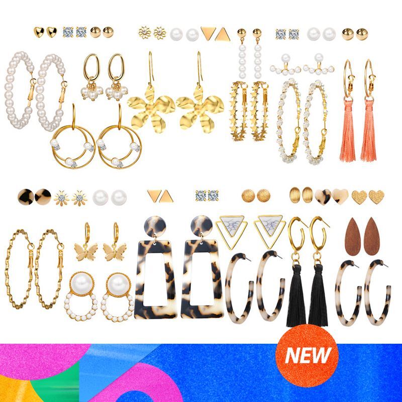 Oversize Hoop Earrings – Gold Color Round Circle Women Earrings Set DIY Jewelry