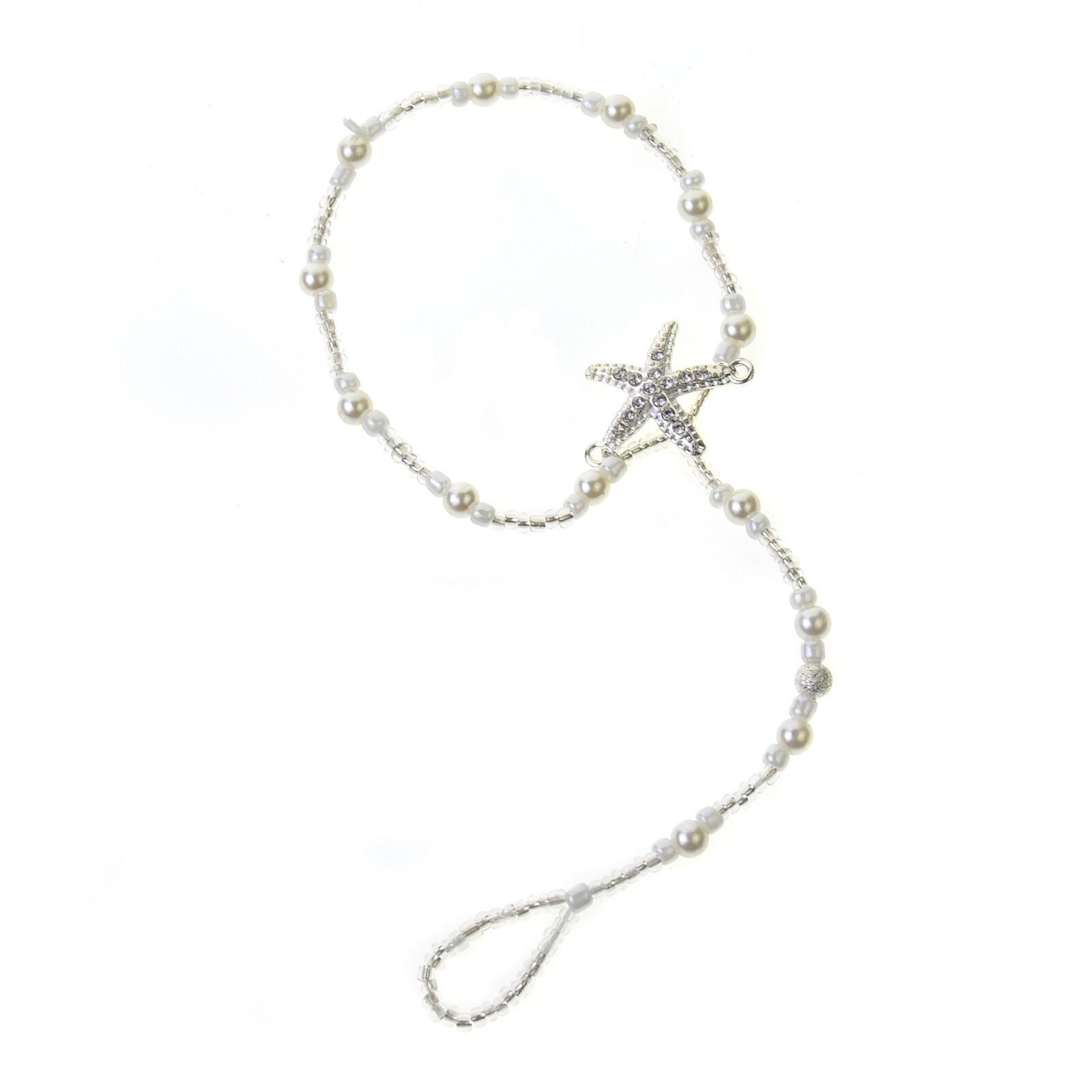 2 PC Barefoot Beach Sandal Anklet Starfish Pearls Wedding Bridal Foot Jewelry