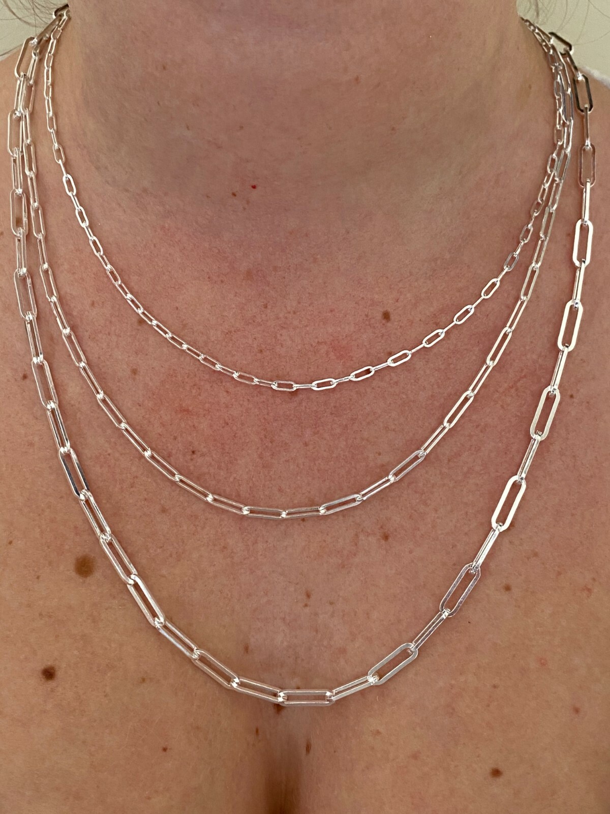 Cadena Paperclip Plata 925 Sólida Collar Rolo Cable Hecha en Italia 2.5-4mm