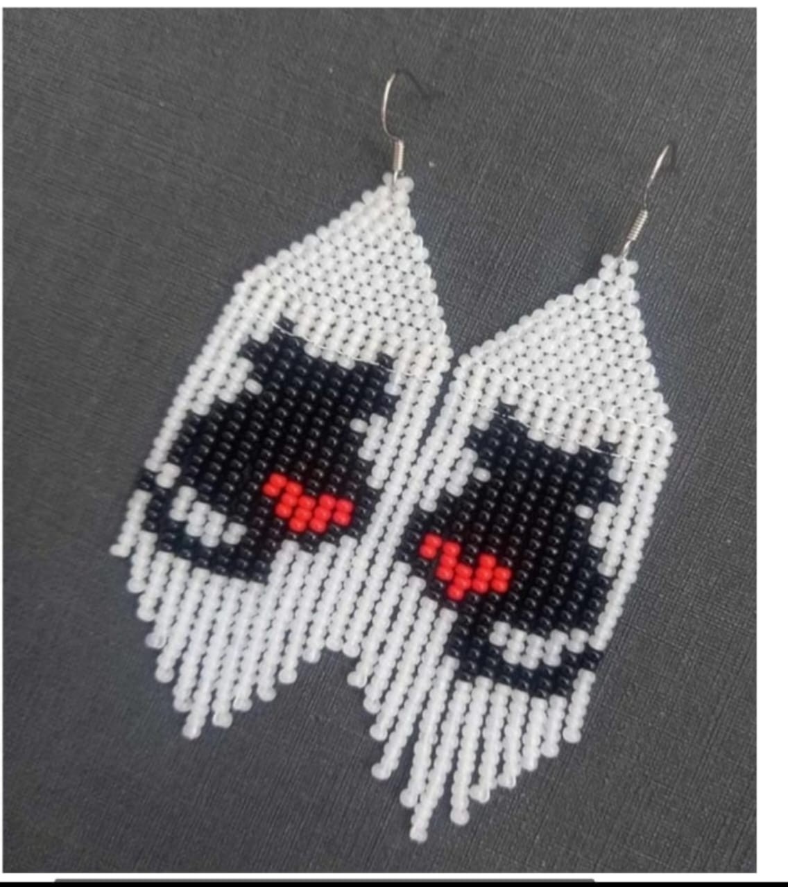 Beautiful Tribal Earrings Native Large Boho American Seed Beads Handmade Earring