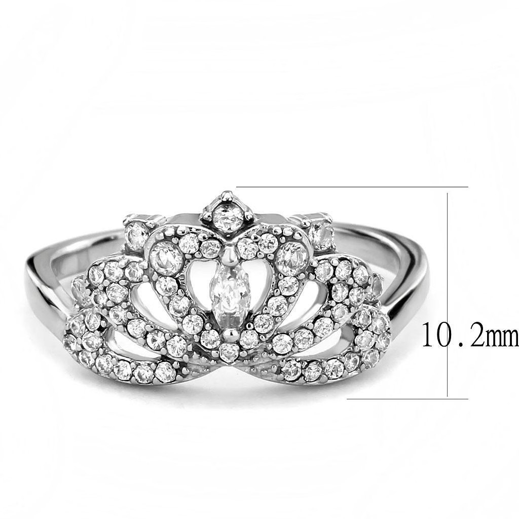 DA354 – High polished (no plating) Stainless Steel Ring with AAA Grade CZ in Cle