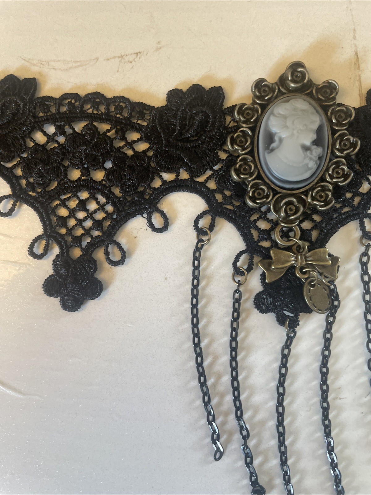 Lace Cameo Choker Dress Up Vampire Gothic Prop Bridal 36cm