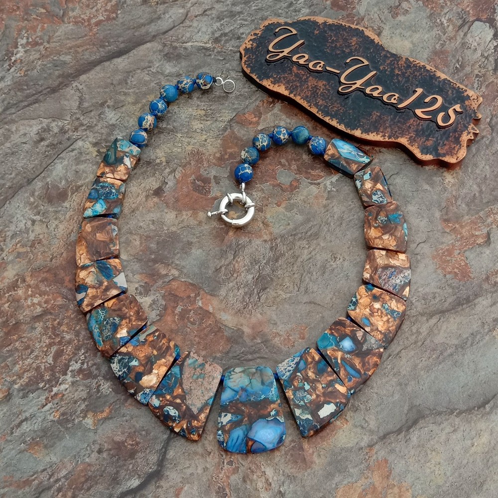 19”  Mixed Color Sea Sediment Imperial Jasper Graduated Necklace