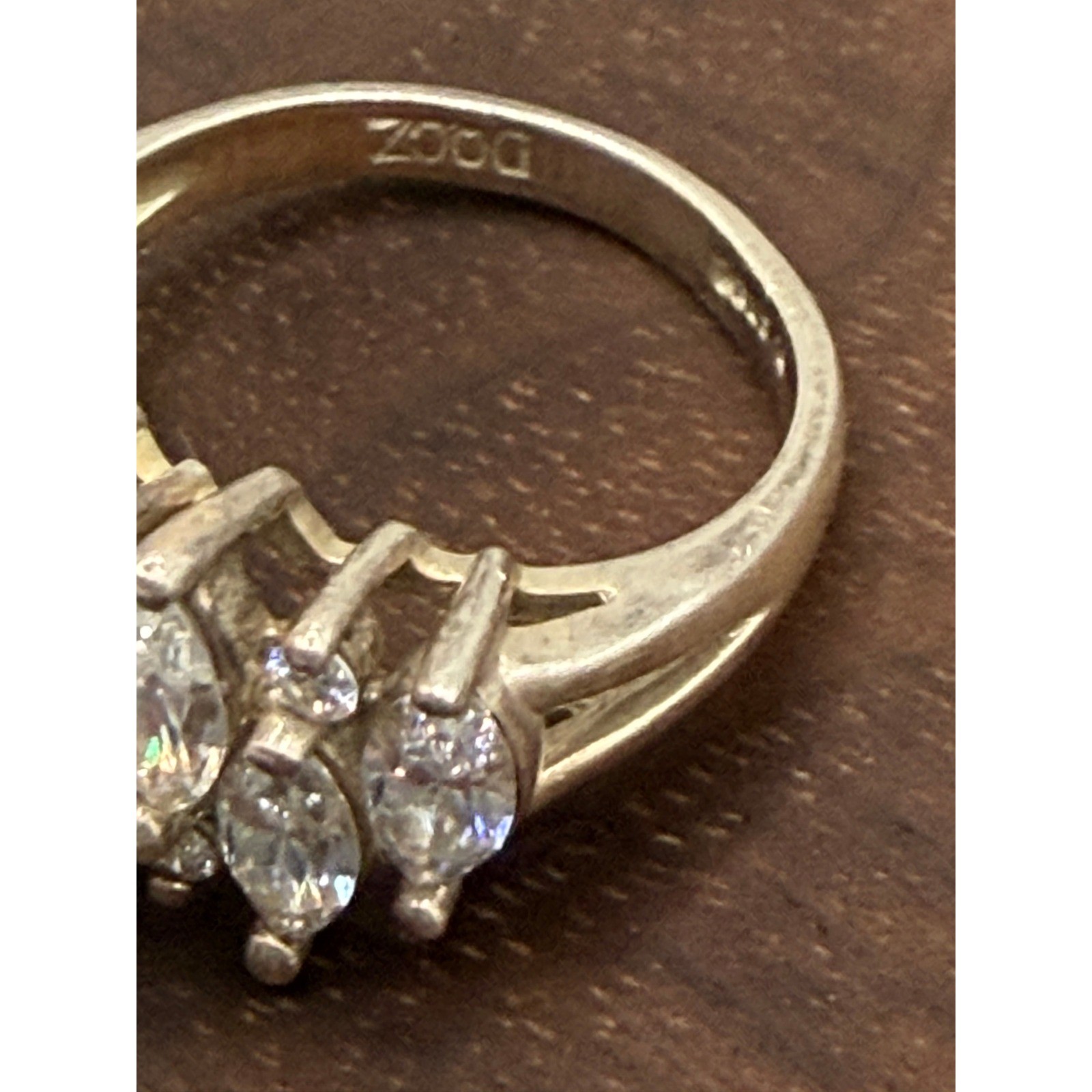 DQCZ Sterling Silver Marquise Diamonique Cluster Statement Ring Size 5