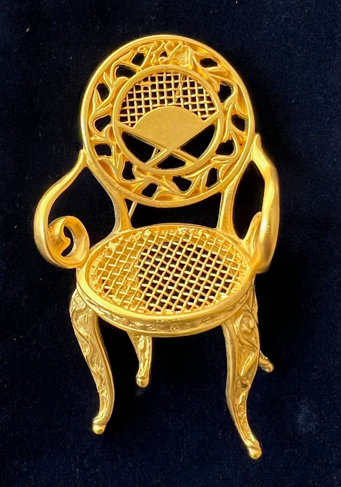 Karl Lagerfeld Iconic Vintage Oversized Gold Tone Rococo Louis XV Chair Brooch
