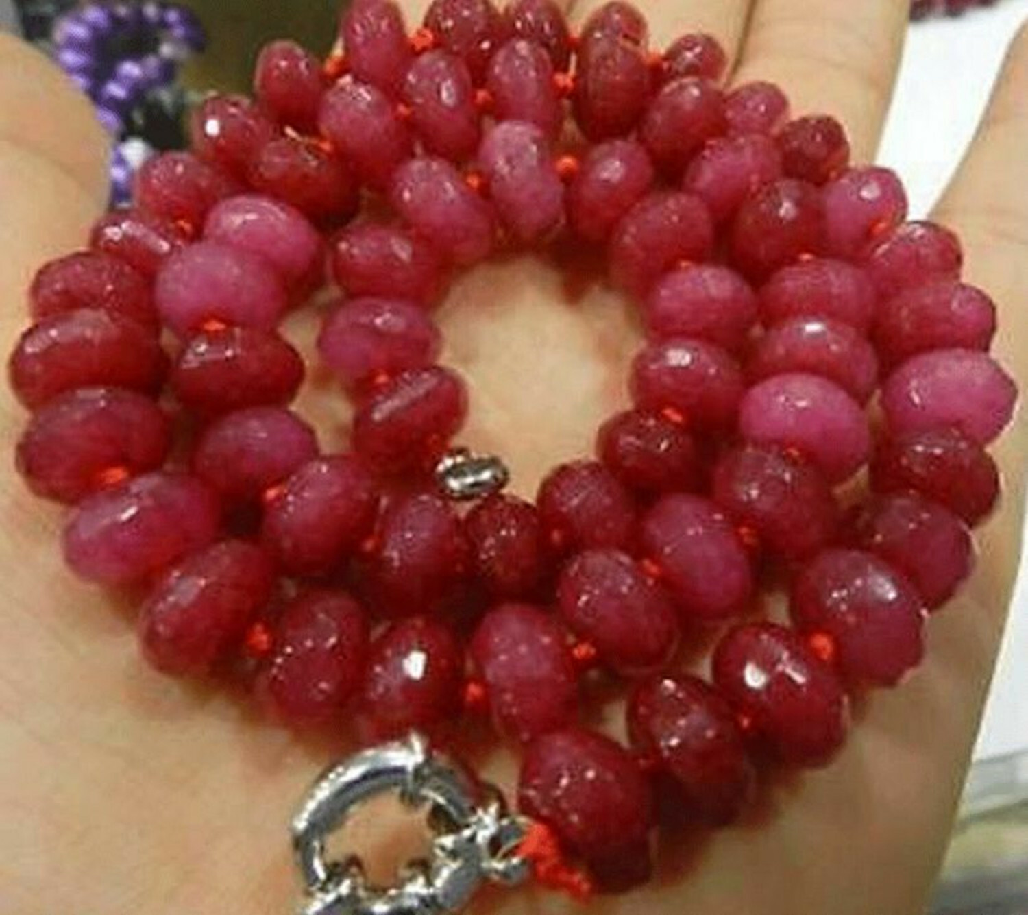 5x8mm Faceted Brazil Jade Rondelle Beads Gemstones Necklace 18″ AAA