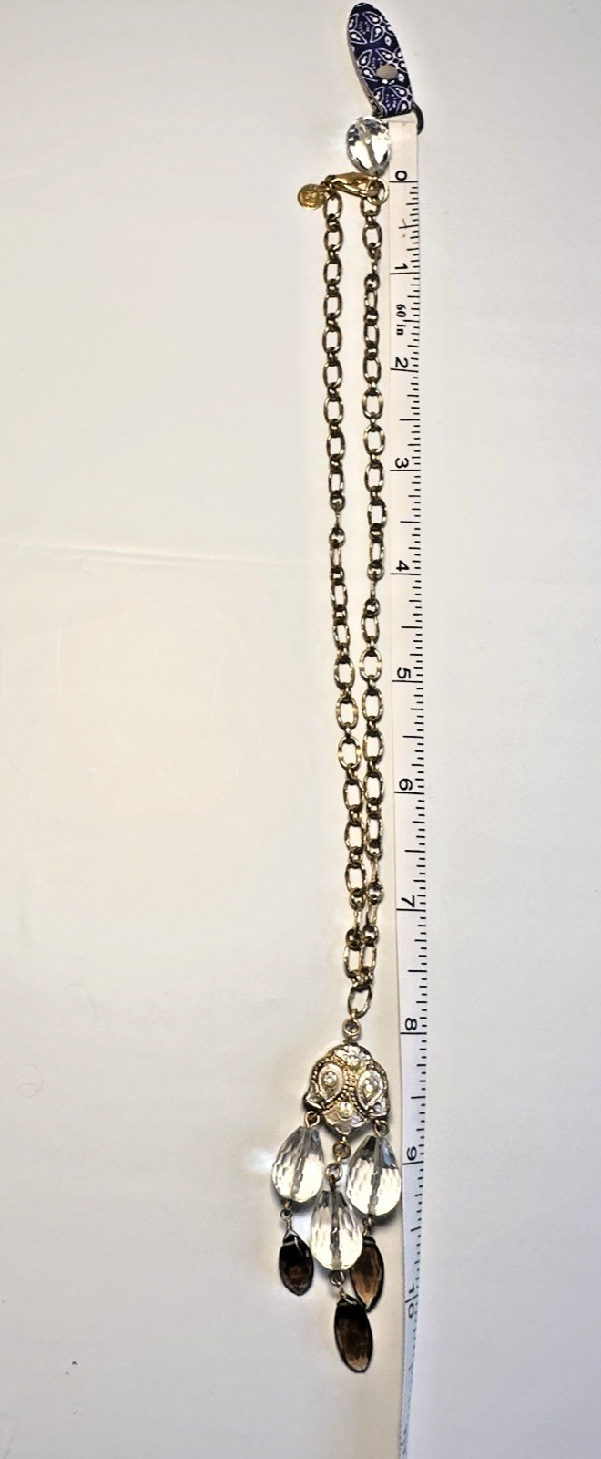 David Aubrey Teardrop Crystal Enamel Pendant Chain Necklace 16″ + 2.5″ Dangle