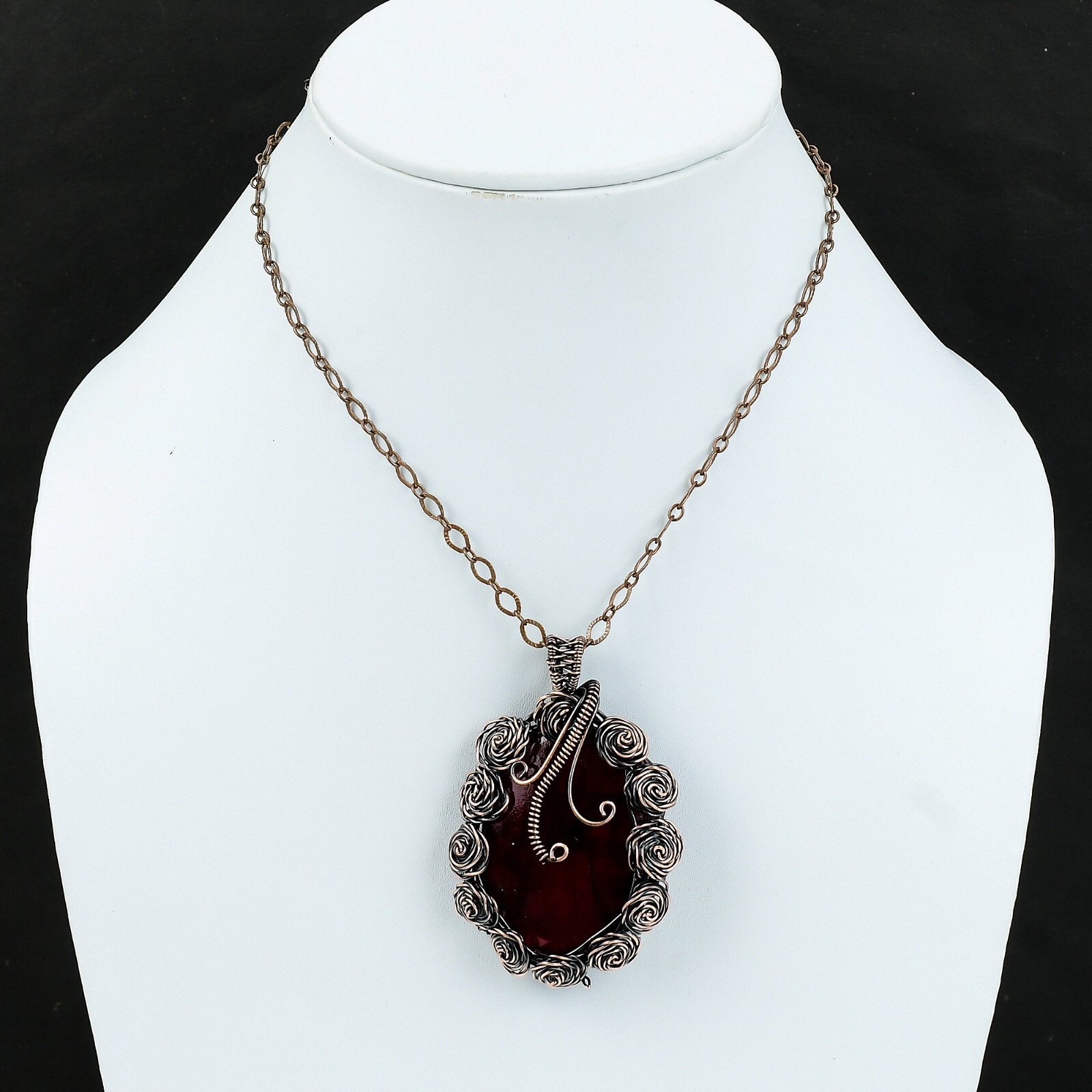 Red Fire Labradorite Copper Gift For Briedsmaid Wire Wrapped Flower 2.64″