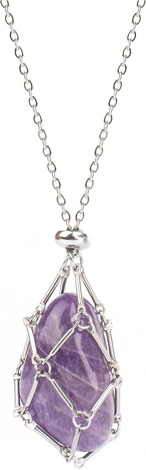 22Inch Interchangeable Crystal Holder Necklace Stainless Steel Gemstones Cage Ne