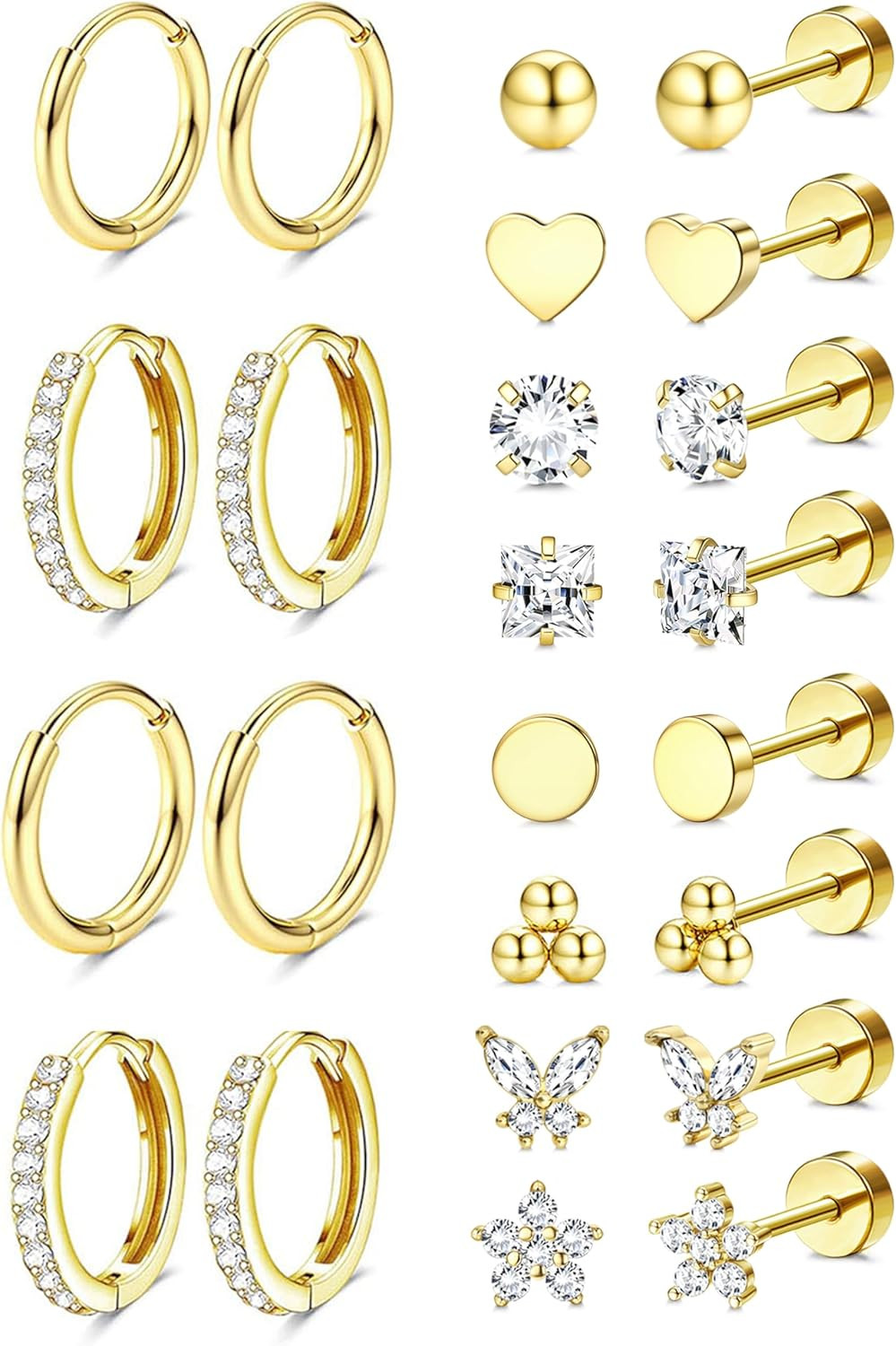 Hypoallergenic Earrings for Sensitive Ears, Comfortable Flat Back Earrings for S
