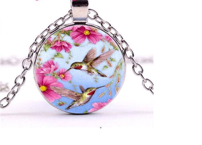 HUMMINGBIRD PINK Silver Pendant fit 20″ to 22″ Necklace Men Women Gift Jewelry