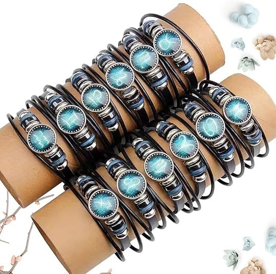2 pcs zodiac Signs Spirit Bracelet Multilayer Adjustable 12 Constellation Black