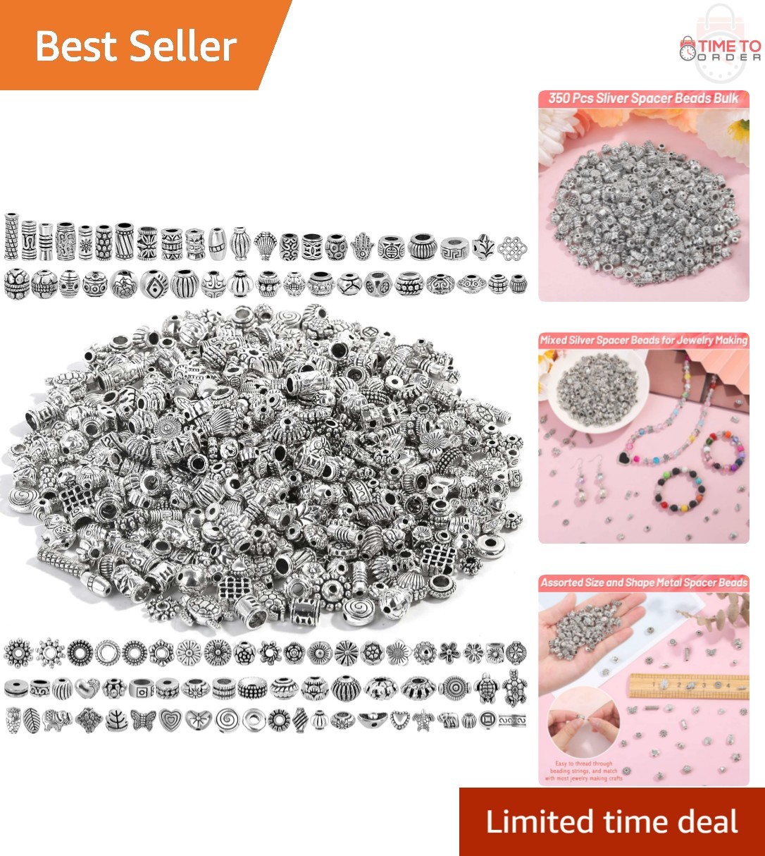 500 Pcs Silver Spacer Beads Bulk Jewelry Making Charms for Bracelets Necklaces