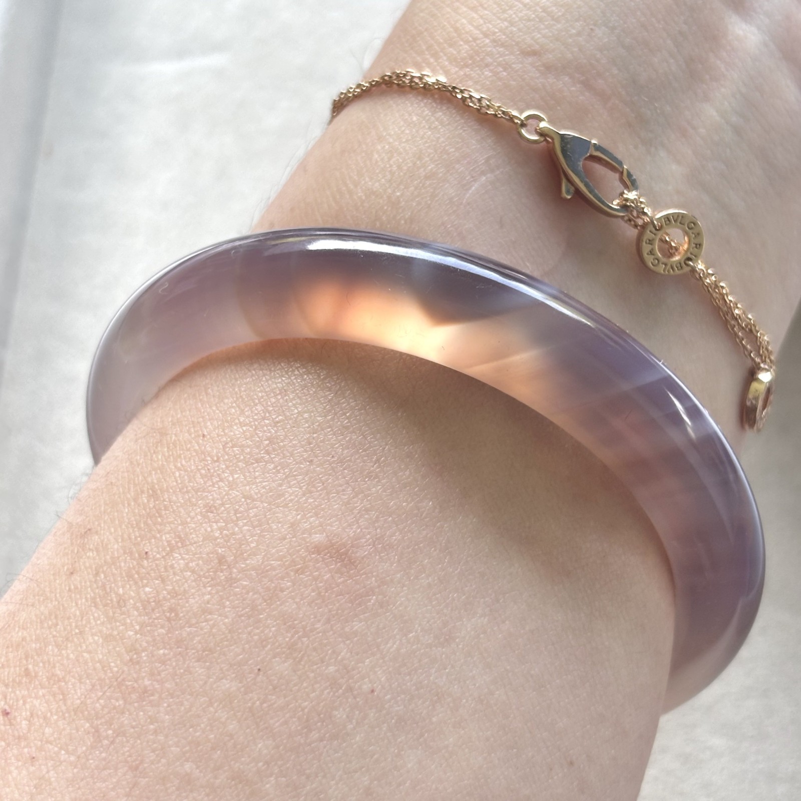 54mm Natural Purple Lace Agate Carnelian Bangle Banded Crystal Healing Bracelet