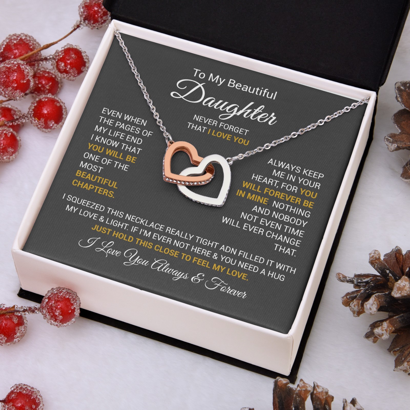 To My Daughter Necklace, Daughter Father Necklace, Daughter Gift From Dad, Mom