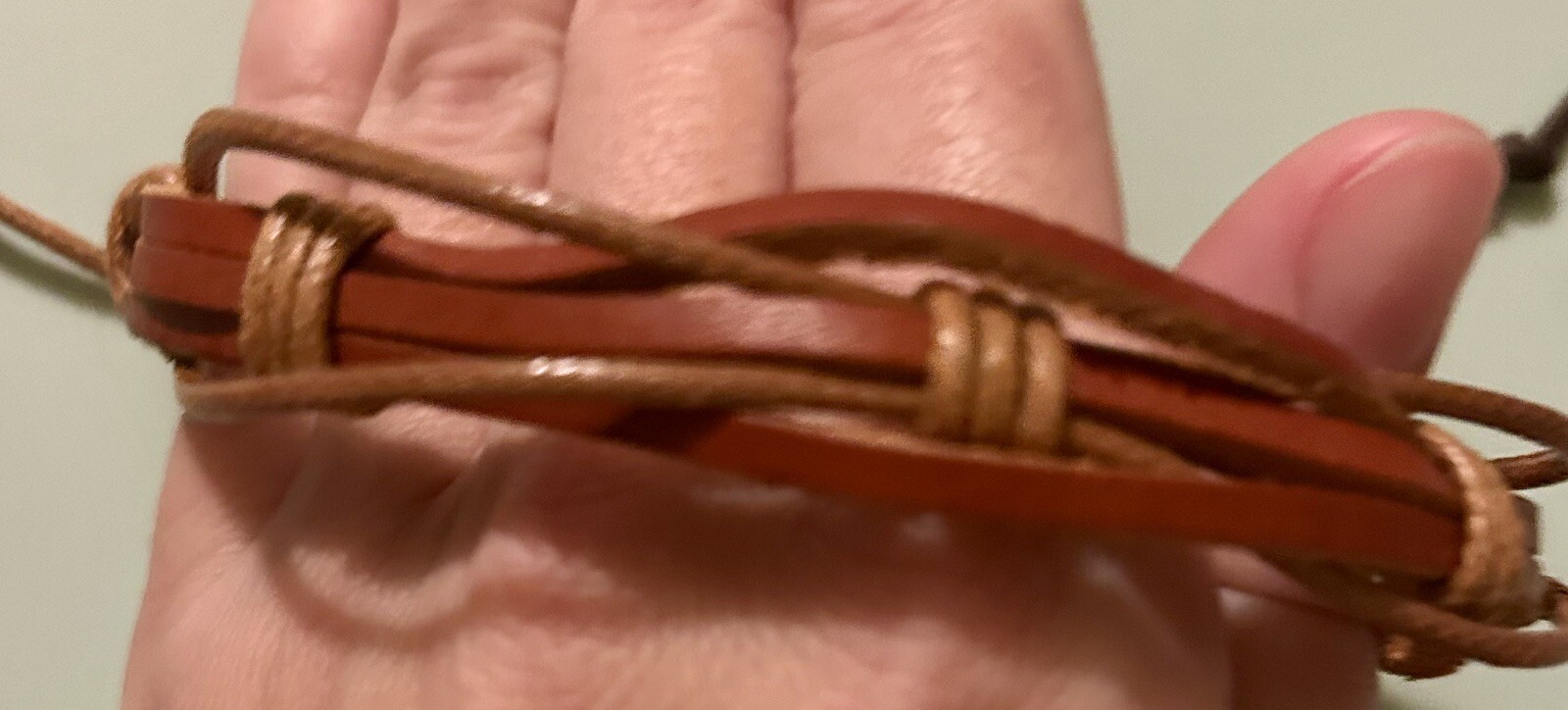 Stackable Brown Faux Leather Adjustable Bracelets Lot Of 9