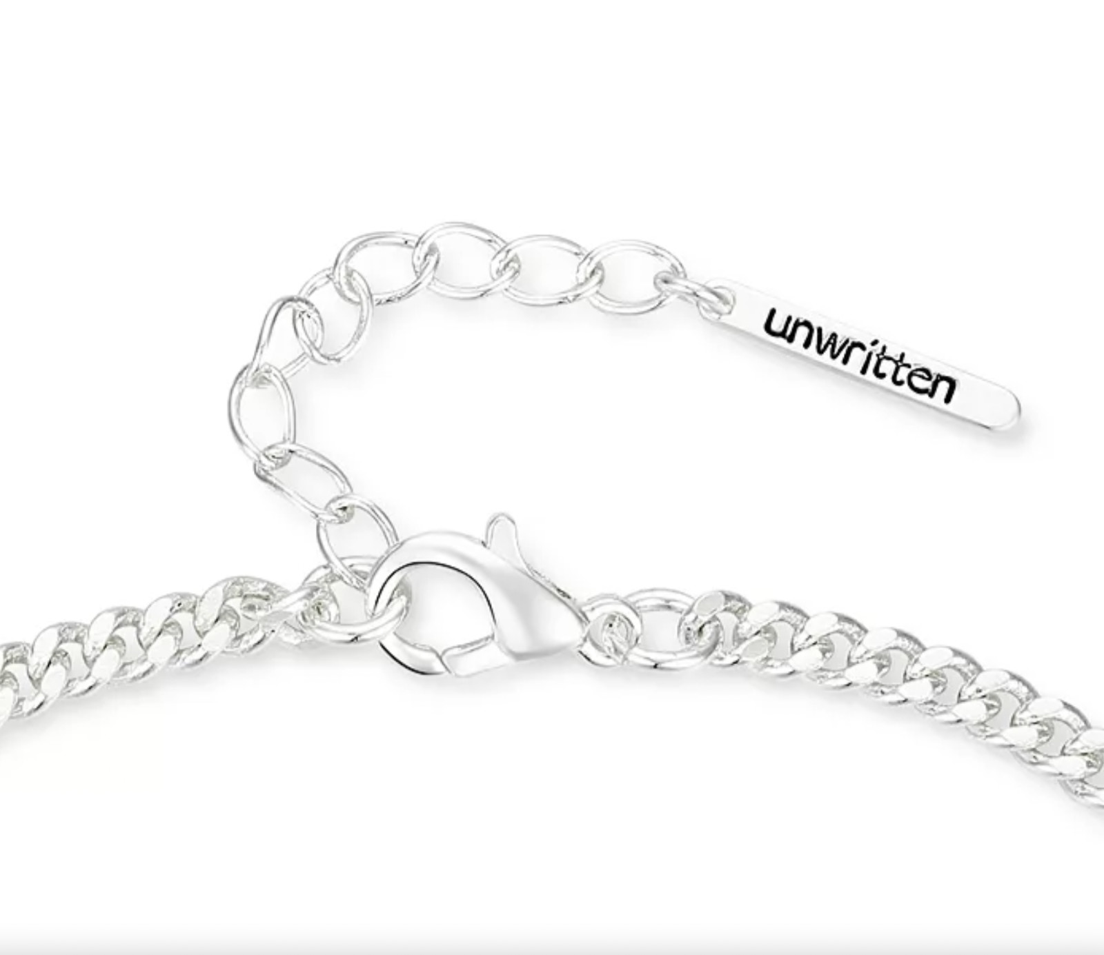 UNWRITTEN FINE SILVER PLATED INITIAL J CUBIC ZIRCONIA LINK CHAIN BRACELET 7″ NEW