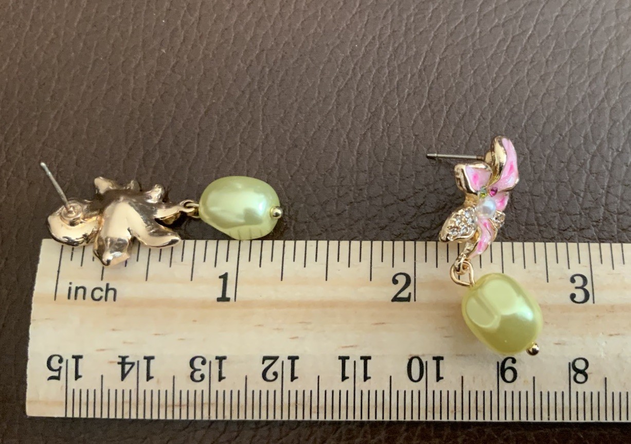 Pearl Earrings Flower Solanales Molten VTG Baroque Gold CZ Cottagecore Botanical