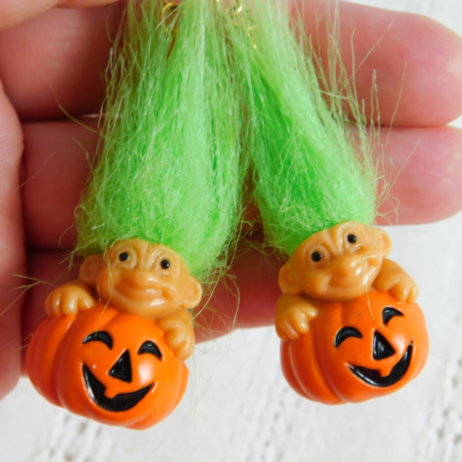 Russ Troll Earrings Christmas Halloween Lot of 2 Vintage Resin Pierced Dangle