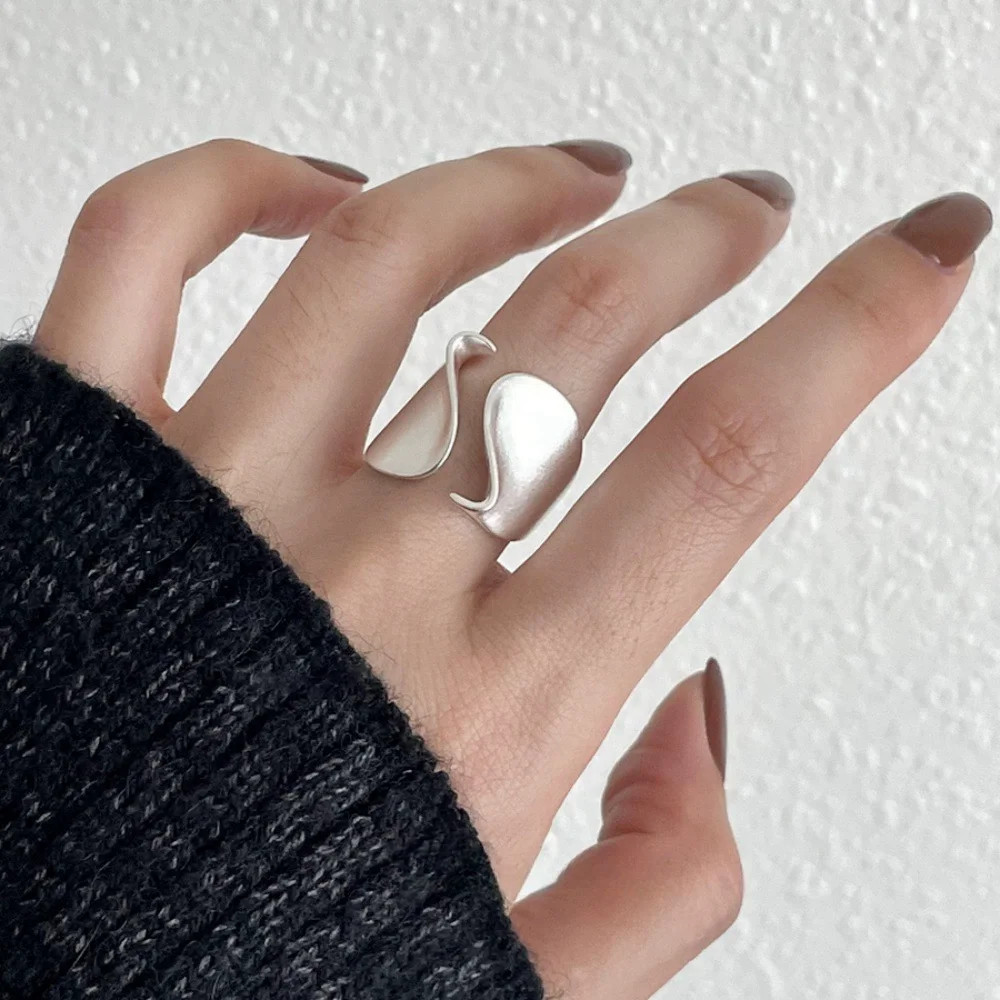 925 Sterling Silver Rings for Women Couple Minimalist Handmade Simple Big