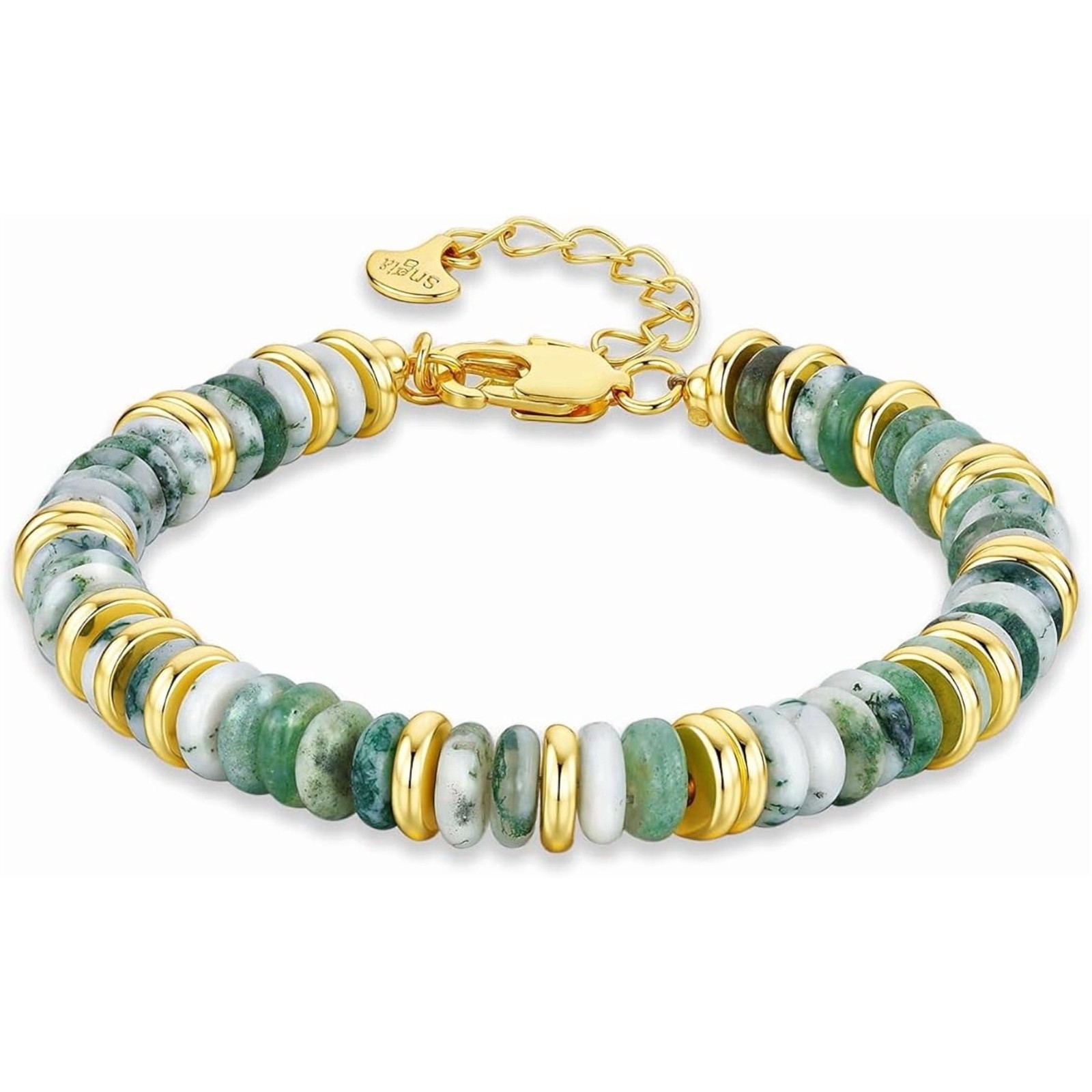 Gold Tone Multicolor Disc Beaded Bracelet Women Simulated Stone Jewelry Gift Set