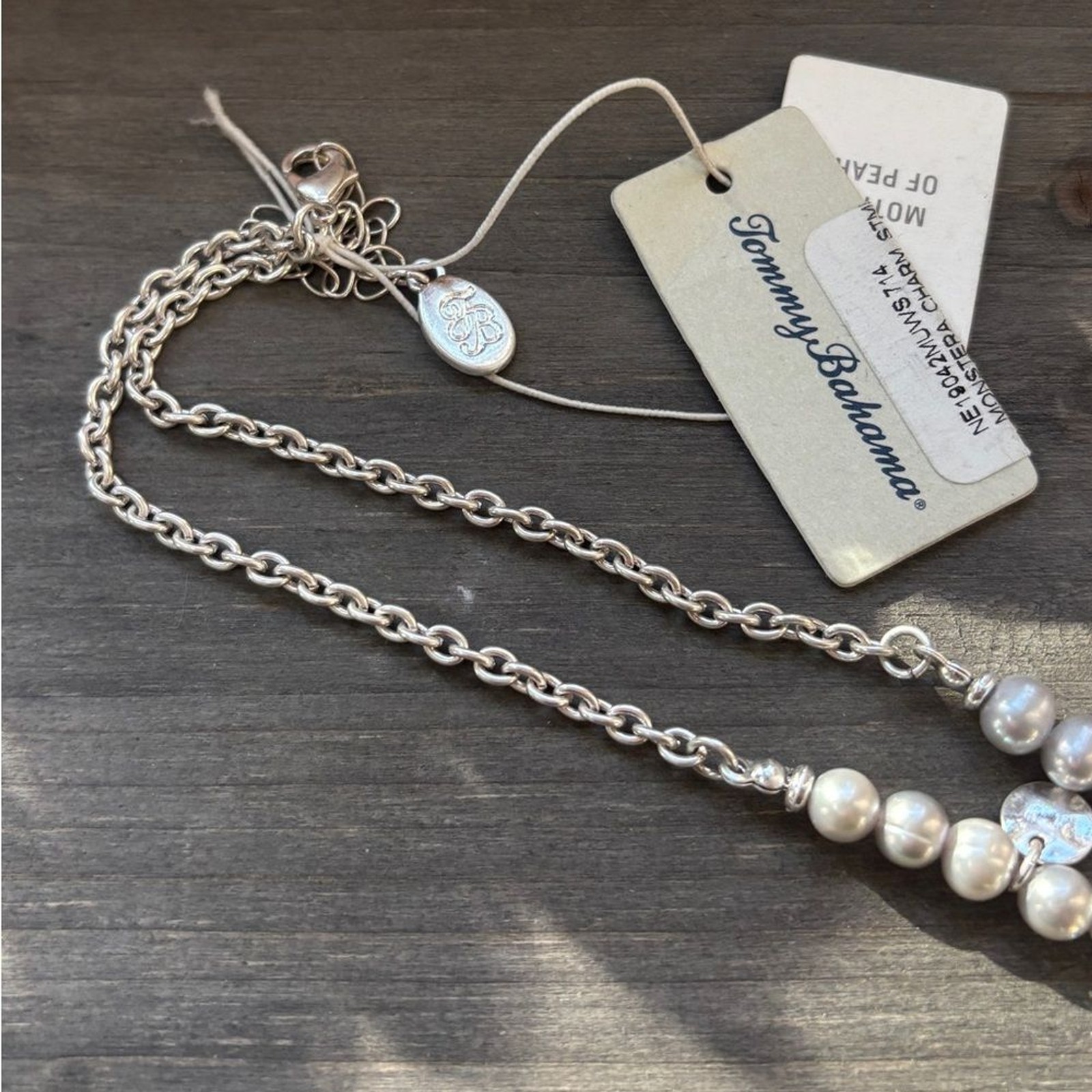 Tommy Bahama Mother of Pearl and Charm Necklace with Silver Accents NWT