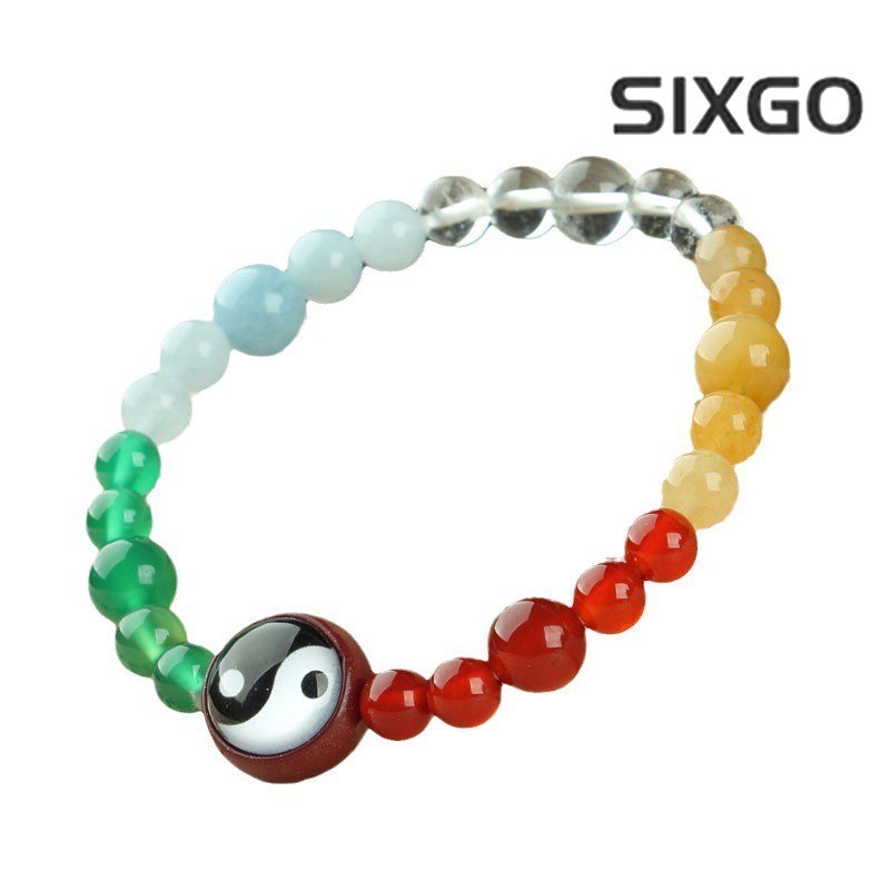 Crystal Agate Bracelet Colorful Five-element Bracelet Male and Female Couples