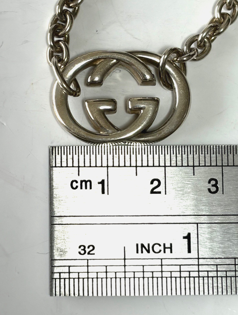 Gucci Interlocking Necklace Sterling Silver 925 Pendant with Box and Accessories