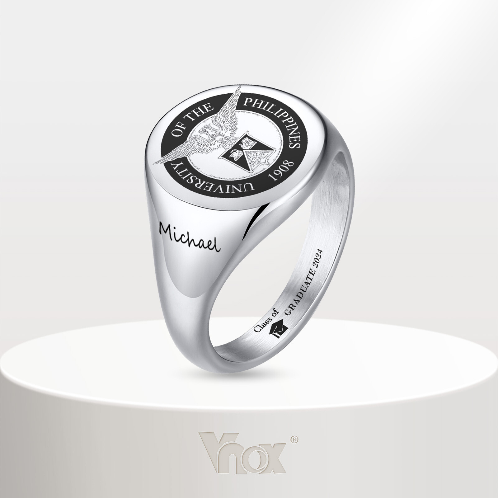 Personalized Ring University College Club School Class Badge Symbol Graduation