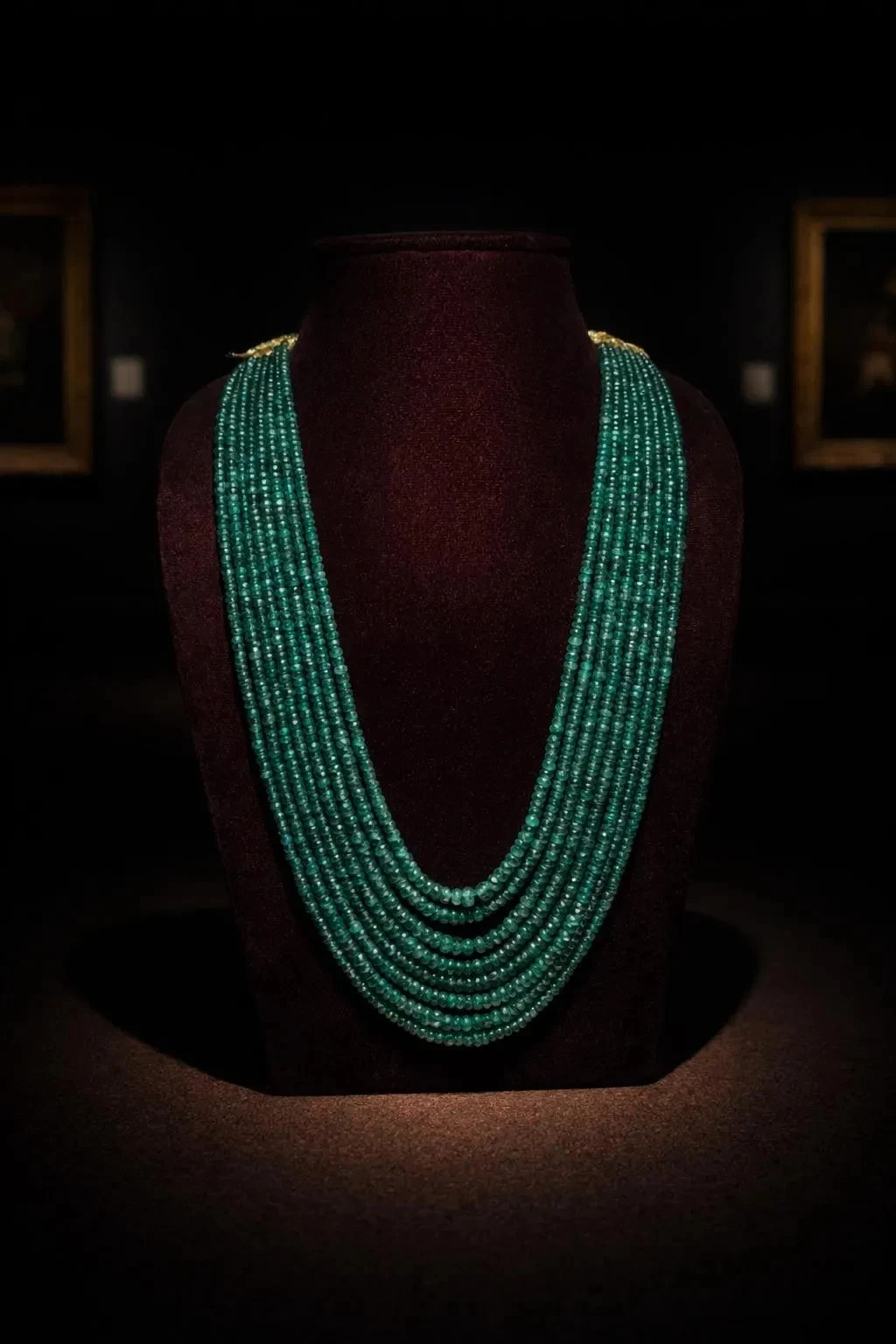 Emerald Multi Strand Necklace Faceted Green Gemstone Collar Gift for Mom