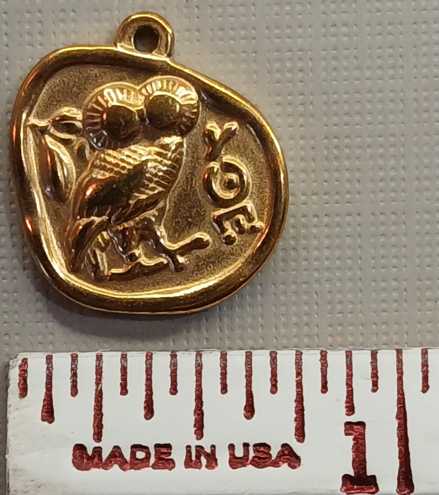 Golden Bronze Pendant/Medallion Athena Owl Medallic Art Co 1/13/16″ 117-6C