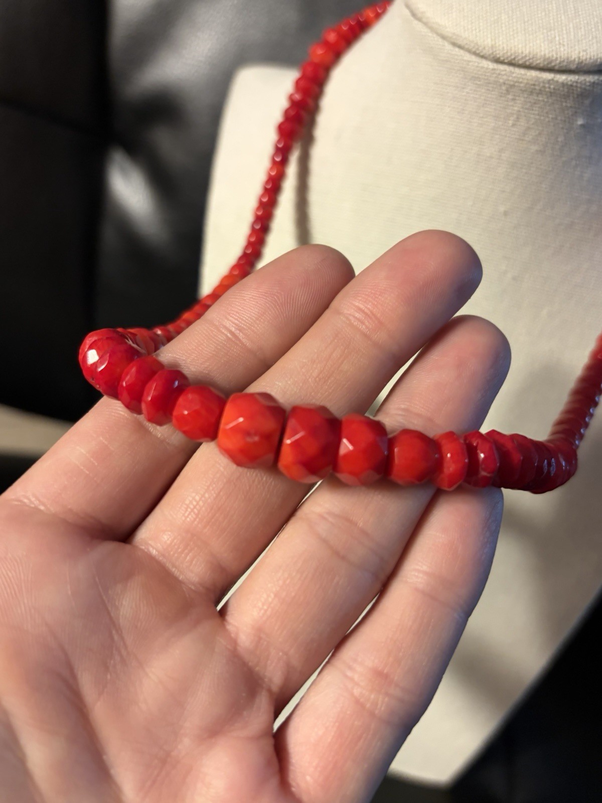 Jay King Red Bamboo Sea Coral Necklace Adjustable 925 Clasp