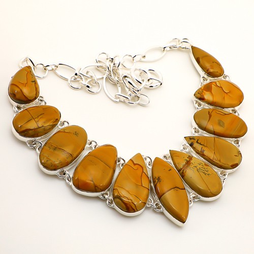 Landscape Jasper Handmade 925 Sterling Silver Necklace 16-17.99″ T23
