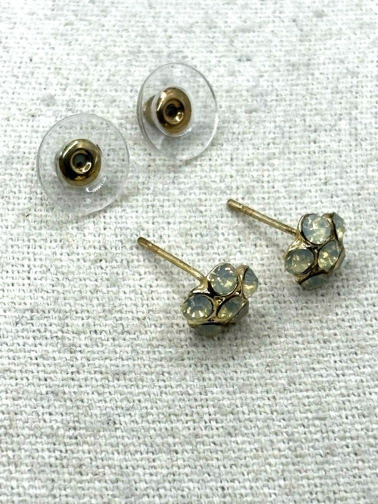 Pink Teal Green Flower Faux Pearl And Crystal Stud Dangle Earring Set of 7 Pairs