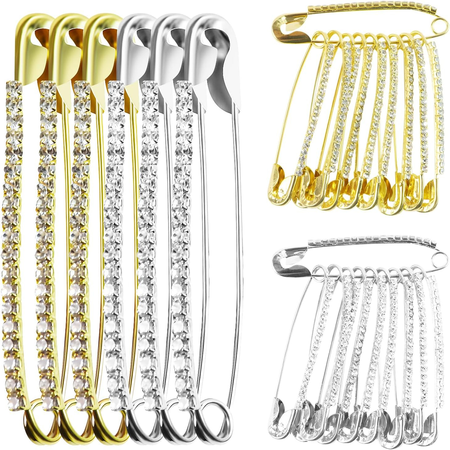 20PCS Rhinestone Safety Pins Gold Brooch – Hijab Pins, Charms for Socks, Brooche