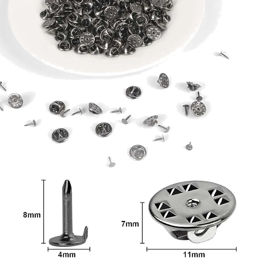 100pc Metal Locking Pin Back Brooch Badge Holder Lapel Base For DIY Jewelry