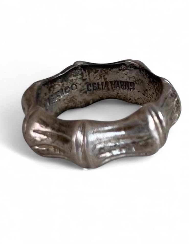 Vintage Celia Harms Sterling Silver Bamboo Ring Mexico Signed Size 4.25
