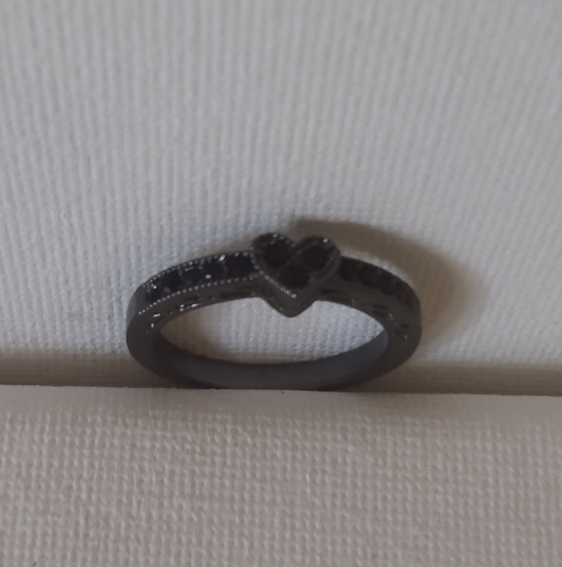 Black Heart Band Ring Size 7 Love Theme Heart Shape Black Color Design