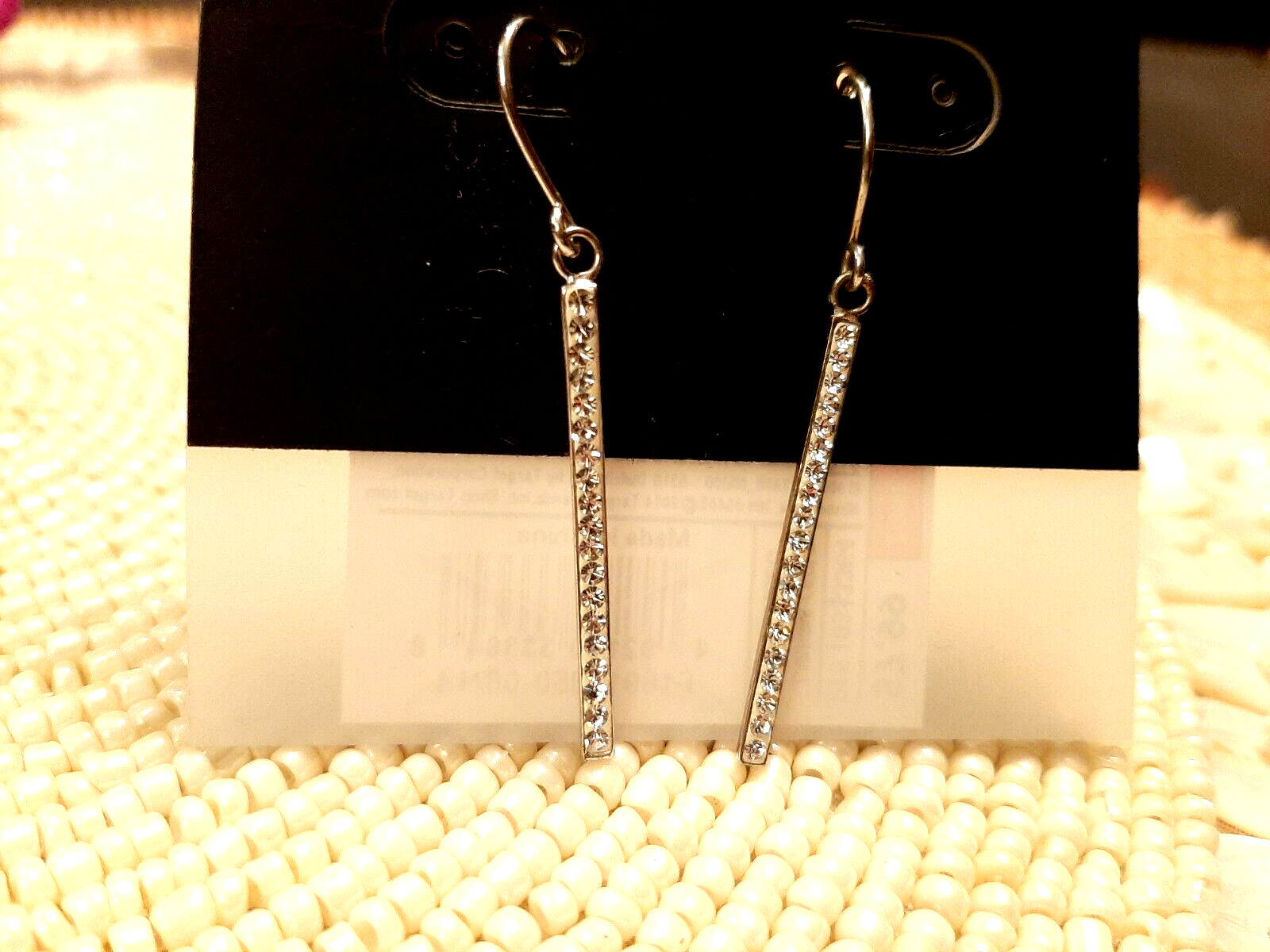 1″ Crystal Bar Rhinestone Dangle Drop Fashion Earrings Nickle Free