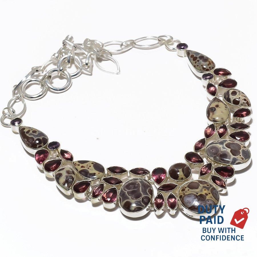 Genuine turritella agate 925 Sterling Silver Plated Wife Chain Necklace Jewelry