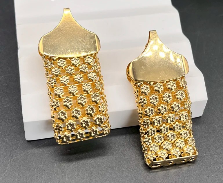 18K Gold Plated Dubai Italy African Wedding Chunky Necklace Earrings Bracelet 3p