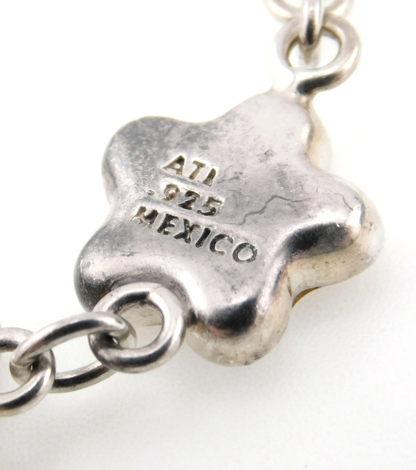 ATI Mexico 925 Sterling Silver Dried Flower Link Bracelet