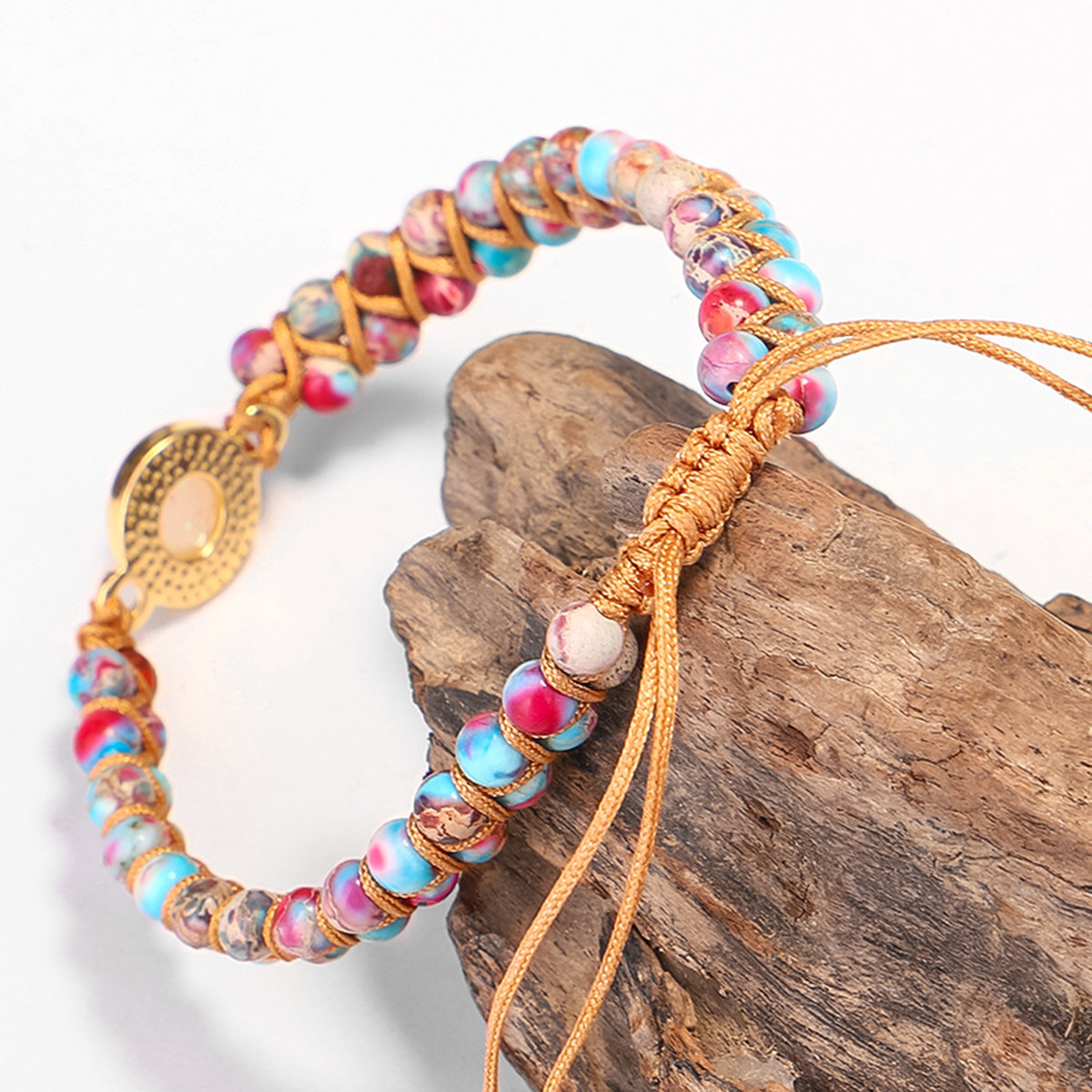 Galaxy Sea Sediment Jasper Opal Double Braided Bracelet Healing Crystal Gifts
