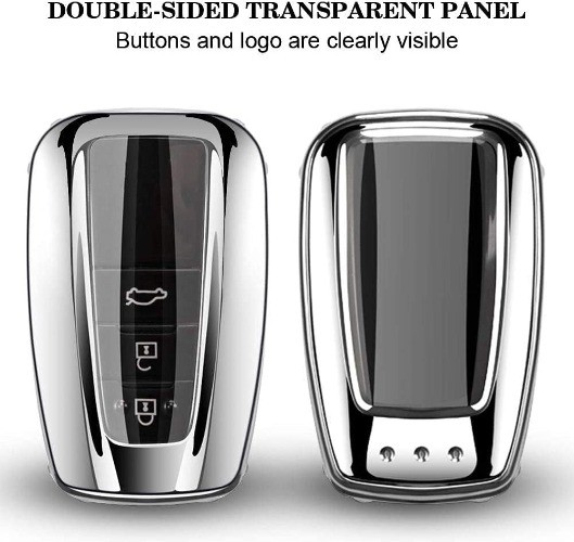 Key Fob Cover Keychain Soft TPU Key Fob Case All-Around A-dark-silver